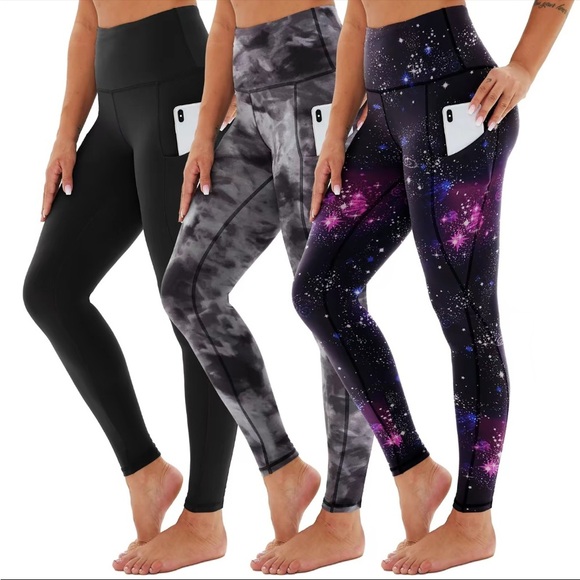 Stylish Black, Gray, and Purple Leggings Set - Picture 1 of 2